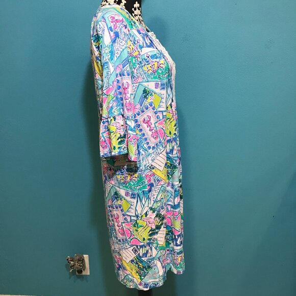 Lilly Pulitzer Wish You Were Here Crochet Print Woman's Dress Size Medium M 2020 - Picture 5 of 13